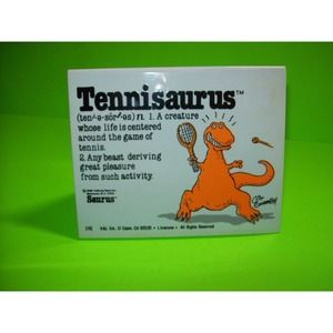 Tennisasaurus Cliff Galbraith Orange Tennis Dinosaur Vintage 1986 Sign Saurus